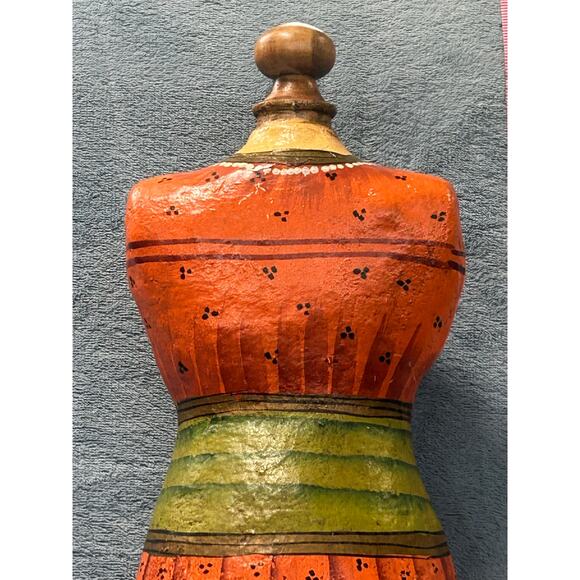 Wooden Jewelry Holder Mini Mannequin Beautiful Indian Hand Painted Vintage - Picture 14 of 16